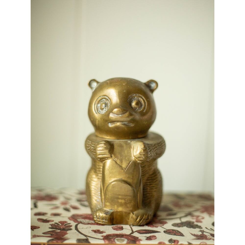 Vintage Brass Panda / Bear Figurine 5"
